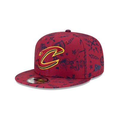 Red Cleveland Cavaliers Hat - New Era NBA Doodle 9FIFTY Snapback Caps USA7614039